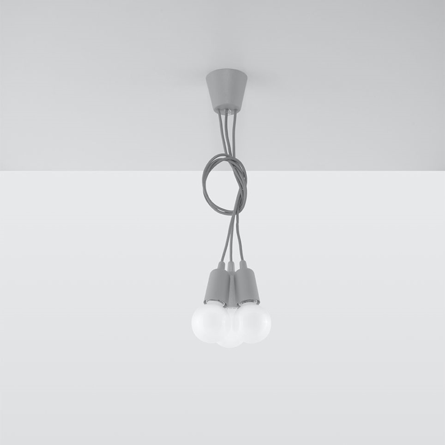 Chandelier on a string DIEGO 3xE27/60W/230V grey