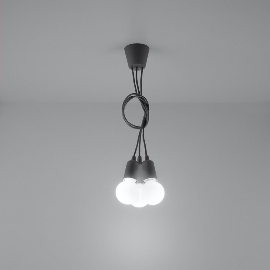 Chandelier on a string DIEGO 3xE27/60W/230V grey