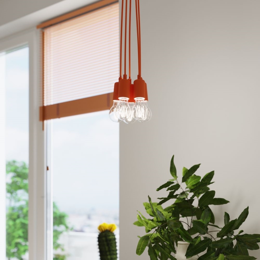Chandelier on a string DIEGO 3xE27/60W/230V orange