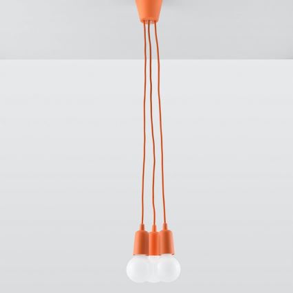 Chandelier on a string DIEGO 3xE27/60W/230V orange