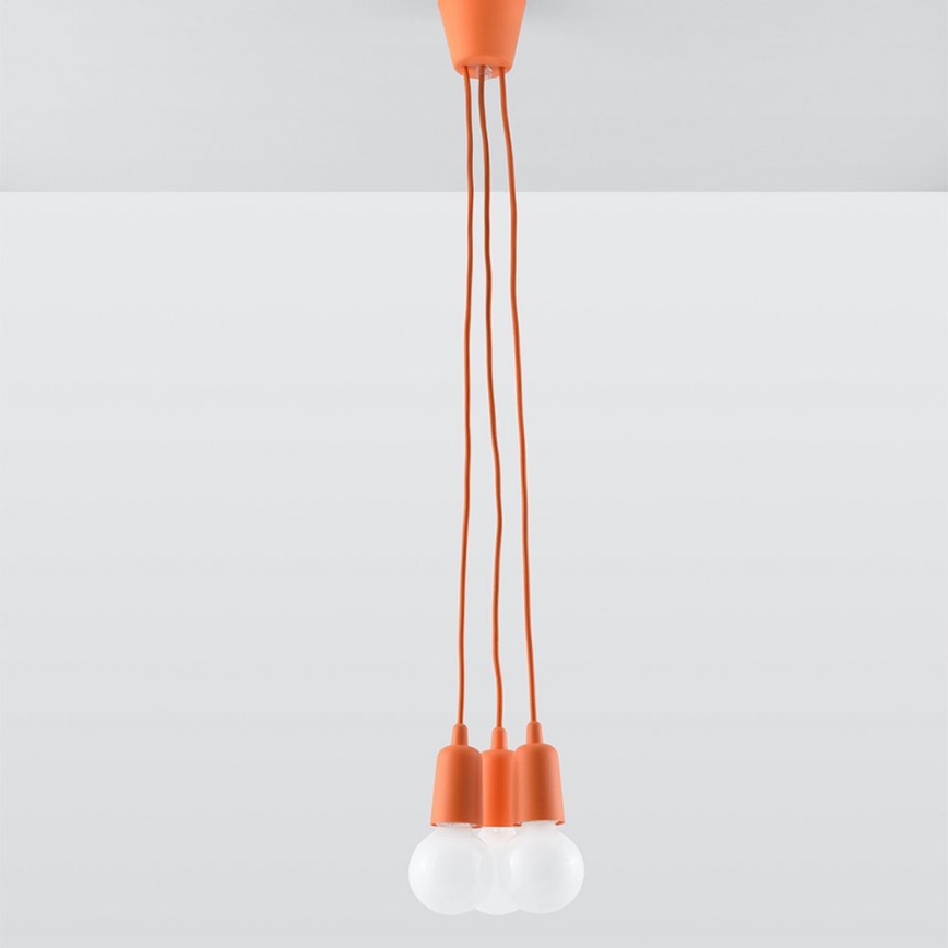 Chandelier on a string DIEGO 3xE27/60W/230V orange