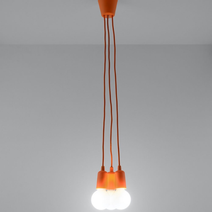 Chandelier on a string DIEGO 3xE27/60W/230V orange