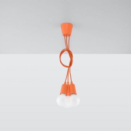 Chandelier on a string DIEGO 3xE27/60W/230V orange