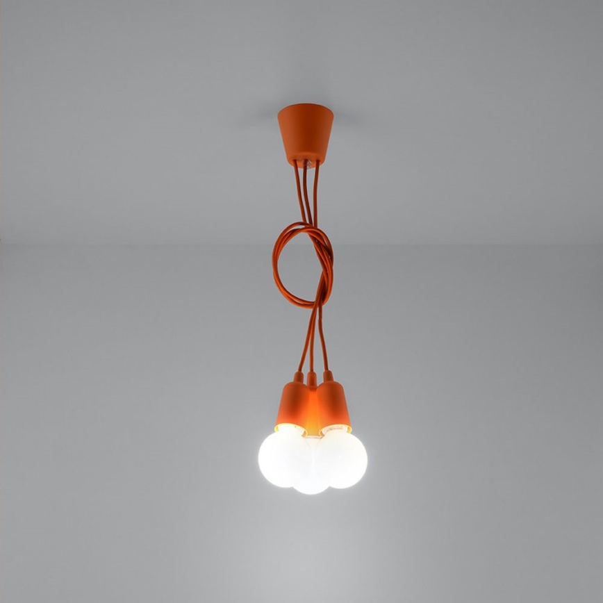 Chandelier on a string DIEGO 3xE27/60W/230V orange