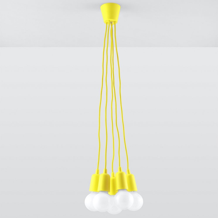 Chandelier on a string DIEGO 5xE27/60W/230V yellow