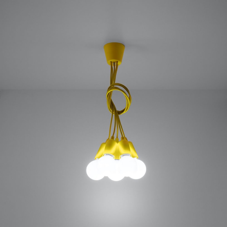 Chandelier on a string DIEGO 5xE27/60W/230V yellow