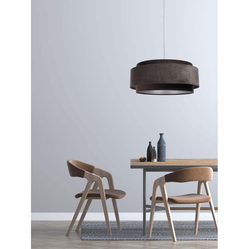 Chandelier on a string DOBLO 1xE27/60W/230V d. 60 cm brown/silver