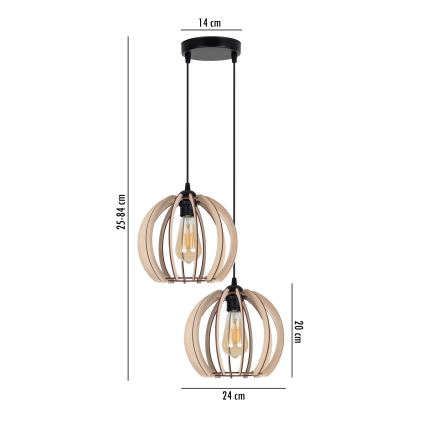 Chandelier on a string DORO 2xE27/60W/230V