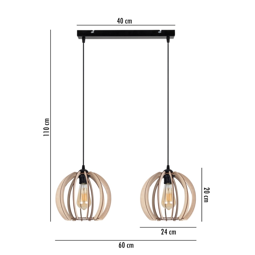 Chandelier on a string DORO 2xE27/60W/230V