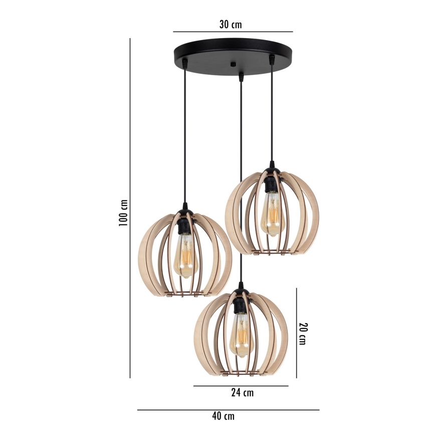 Chandelier on a string DORO 3xE27/60W/230V