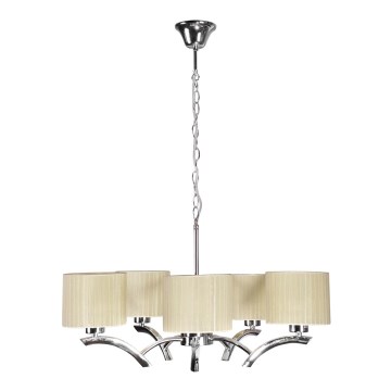 Chandelier on a string DRAGA 5xE27/60W/230V beige/shiny chrome