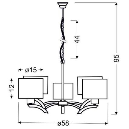 Chandelier on a string DRAGA 5xE27/60W/230V beige/shiny chrome