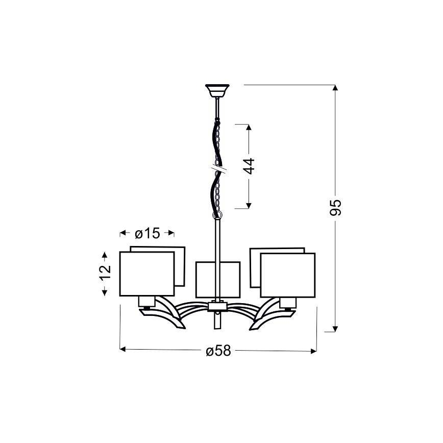 Chandelier on a string DRAGA 5xE27/60W/230V beige/shiny chrome