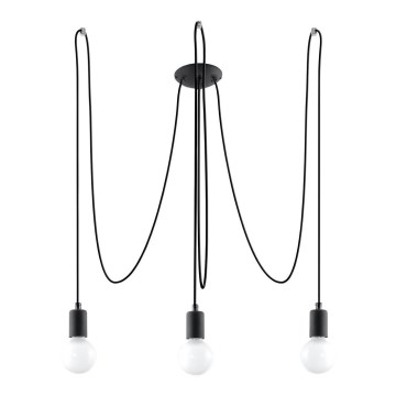 Chandelier on a string EDISON 3 3xE27/60W/230V spider black