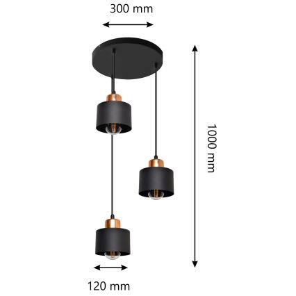 Chandelier on a string EDISON 3xE27/15W/230V
