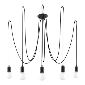 Chandelier on a string EDISON 5 5xE27/60W/230V spider black