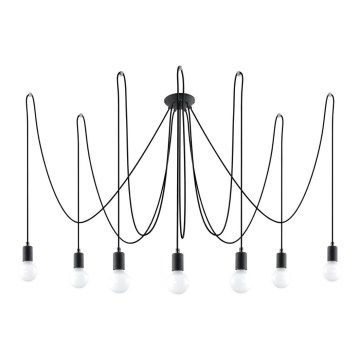 Chandelier on a string EDISON 7 7xE27/60W/230V spider black