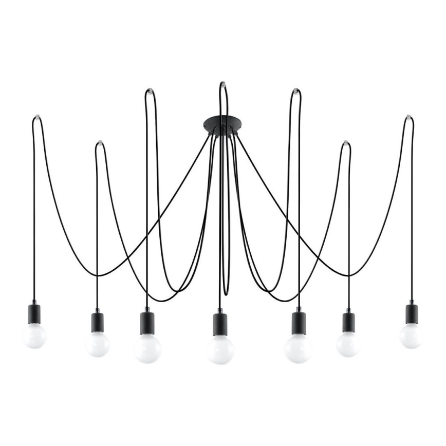Chandelier on a string EDISON 7 7xE27/60W/230V spider black
