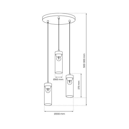 Chandelier on a string ELICA 3xE27/60W/230V