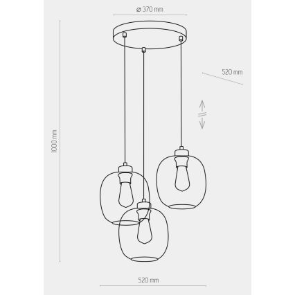 Chandelier on a string ELIO 3xE27/15W/230V