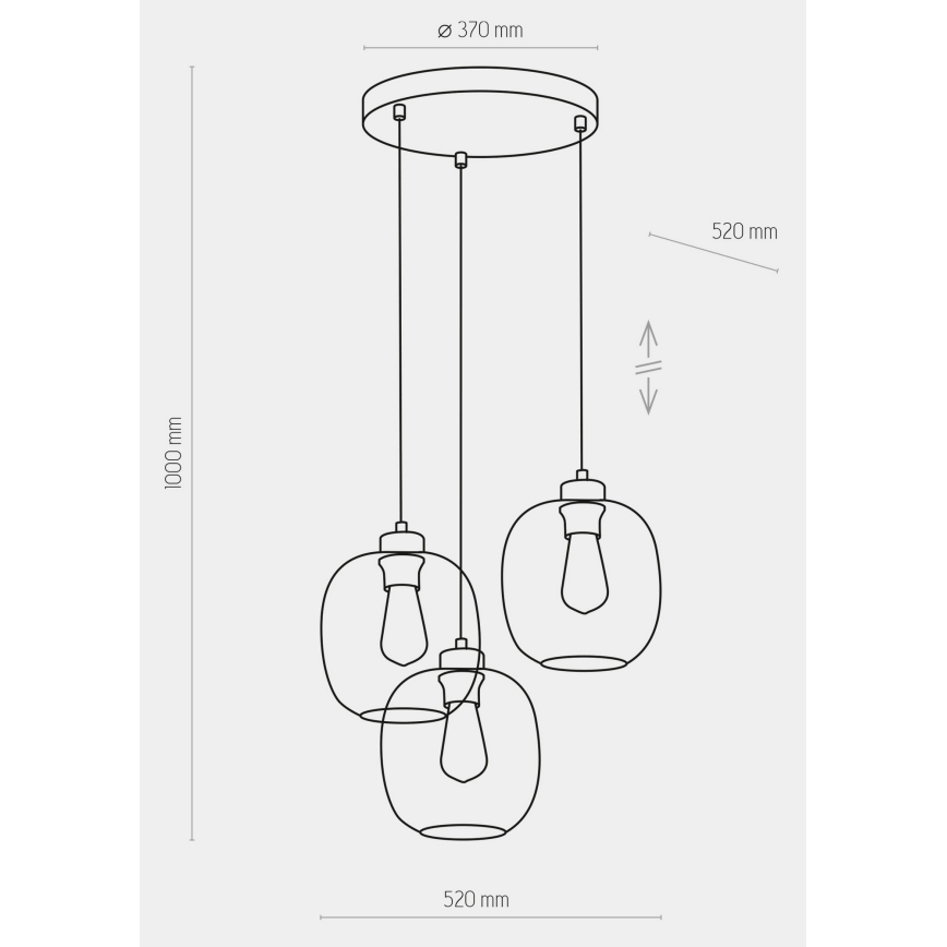 Chandelier on a string ELIO 3xE27/15W/230V