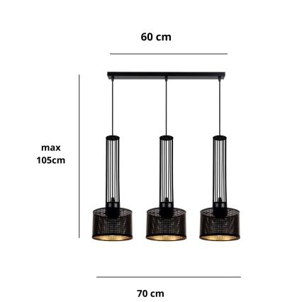 Chandelier on a string ELIS 3xE27/60W/230V