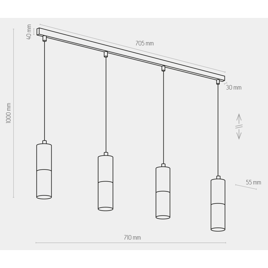 Chandelier on a string ELIT 4xGU10/10W/230V black
