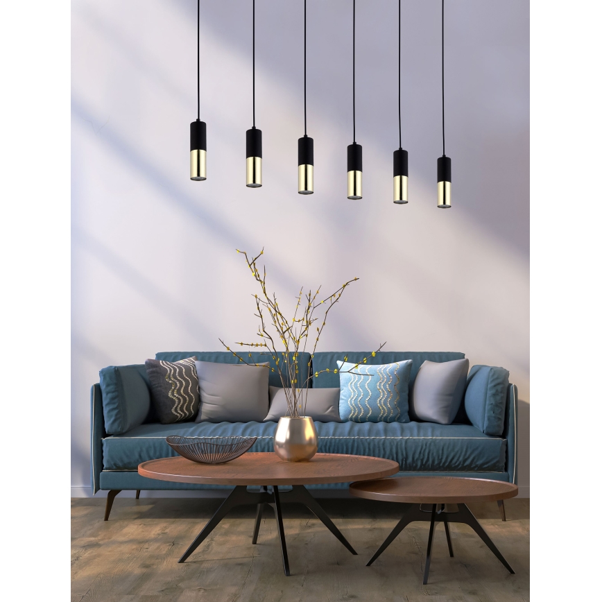 Chandelier on a string ELIT 6xGU10/10W/230V black