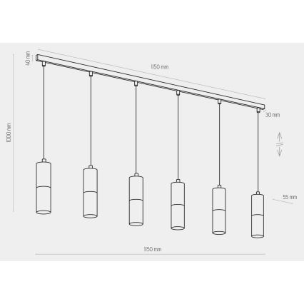 Chandelier on a string ELIT 6xGU10/10W/230V black