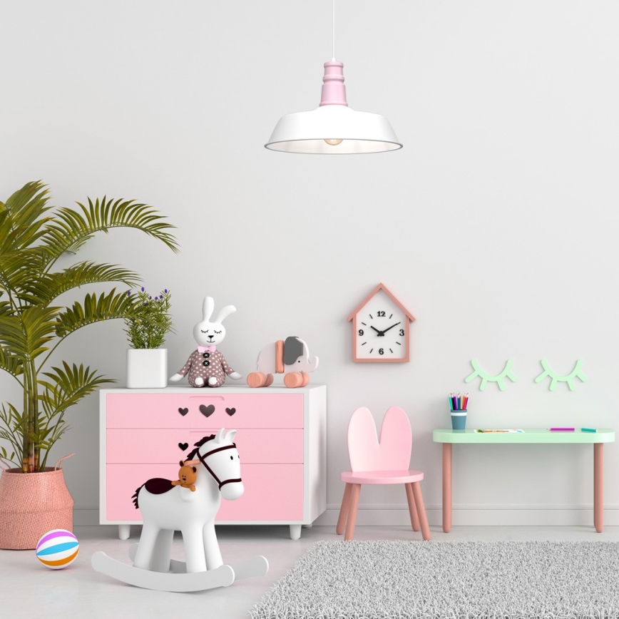 Chandelier on a string ENZO 1xE27/60W/230V white/pink