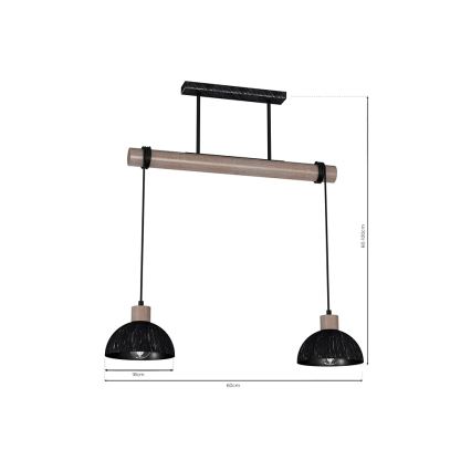 Chandelier on a string ERIK 2xE27/60W/230V brown/black