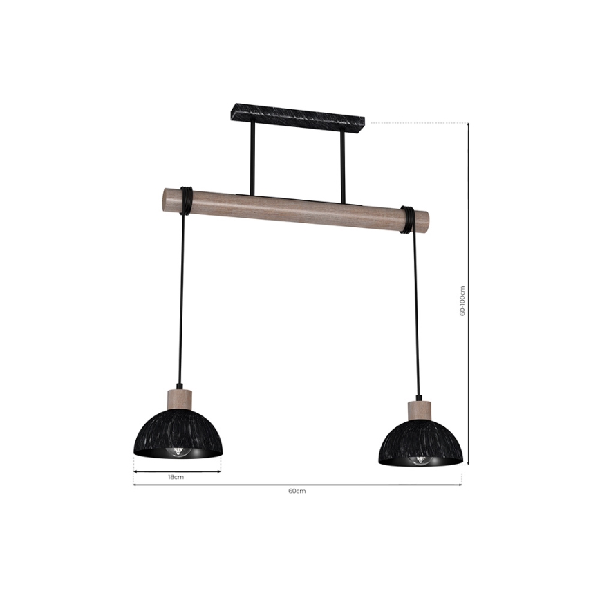 Chandelier on a string ERIK 2xE27/60W/230V brown/black