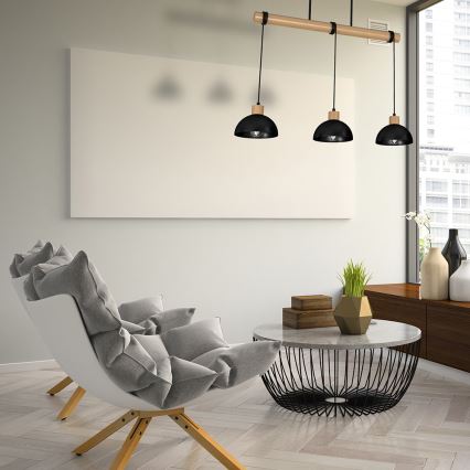 Chandelier on a string ERIK 3xE27/60W/230V beige/black