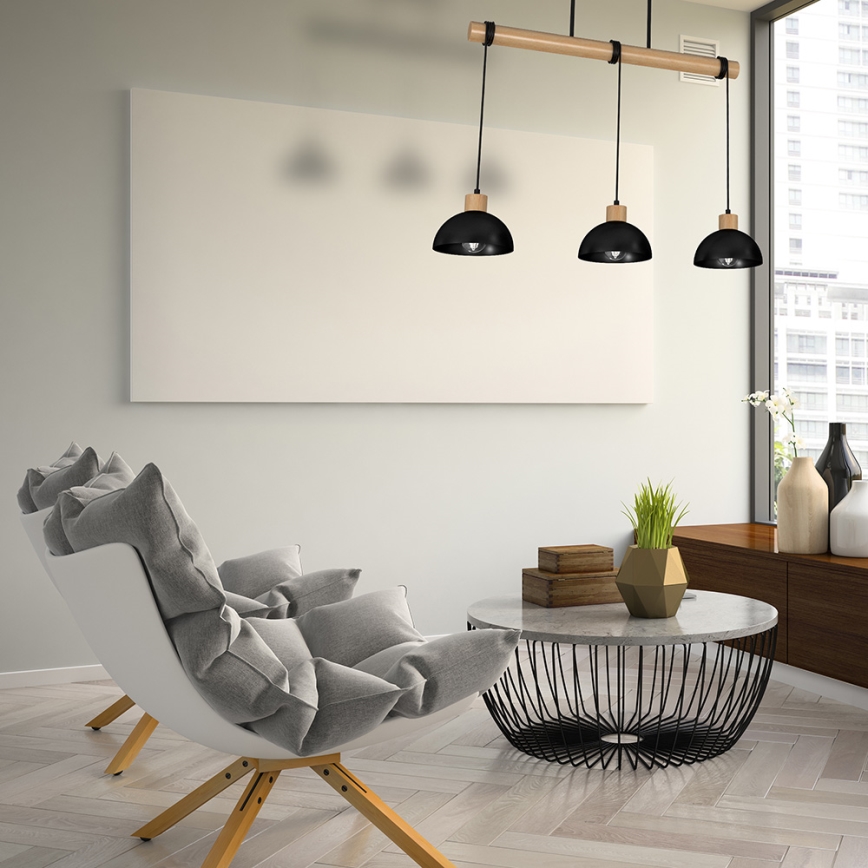 Chandelier on a string ERIK 3xE27/60W/230V beige/black