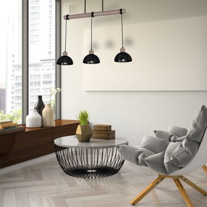 Chandelier on a string ERIK 3xE27/60W/230V brown/black
