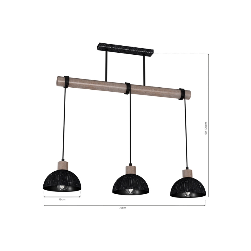 Chandelier on a string ERIK 3xE27/60W/230V brown/black