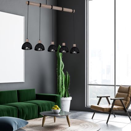 Chandelier on a string ERIK 5xE27/60W/230V brown/black