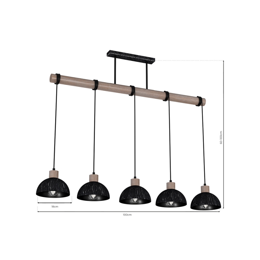 Chandelier on a string ERIK 5xE27/60W/230V brown/black