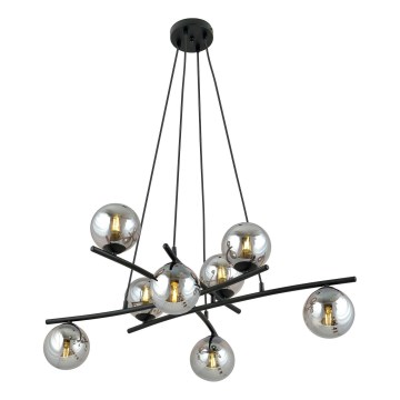 Chandelier on a string ESSA 8xE14/10W/230V black/smoky