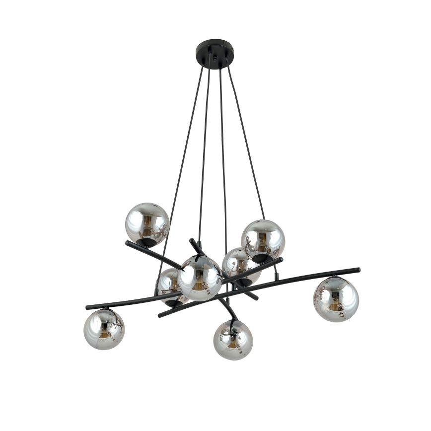 Chandelier on a string ESSA 8xE14/10W/230V black/smoky