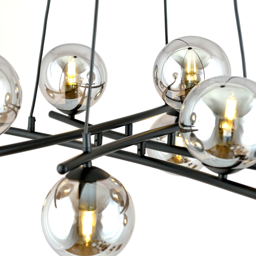Chandelier on a string ESSA 8xE14/10W/230V black/smoky
