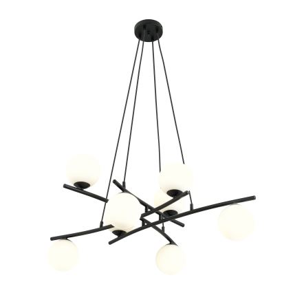 Chandelier on a string ESSA 8xE14/10W/230V black/white