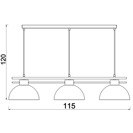 Chandelier on a string ESTATE 3xE27/15W/230V black