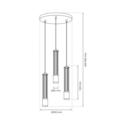 Chandelier on a string ESTILO 3xGU10/40W/230V black