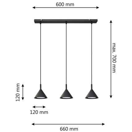 Chandelier on a string ETNA 3xGX53/10W/230V black