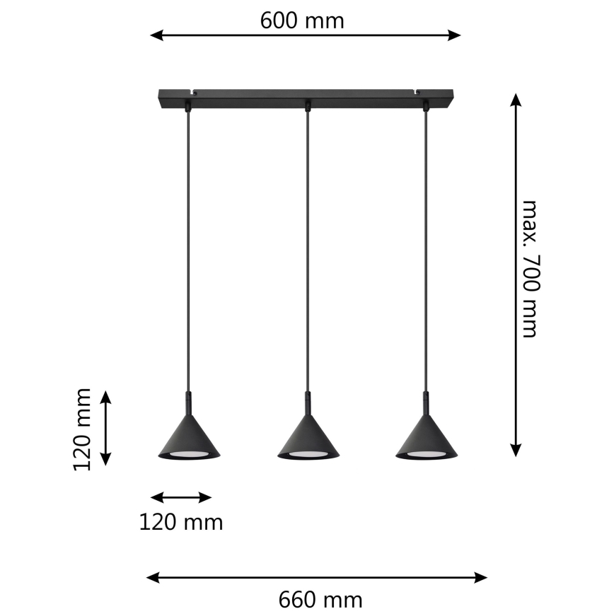 Chandelier on a string ETNA 3xGX53/10W/230V black