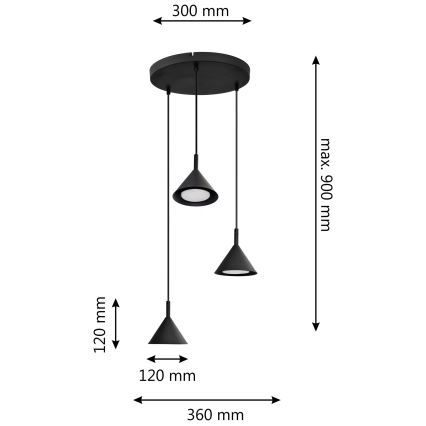 Chandelier on a string ETNA 3xGX53/10W/230V black