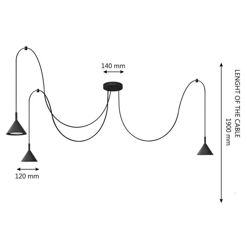 Chandelier on a string ETNA 3xGX53/10W/230V spider black