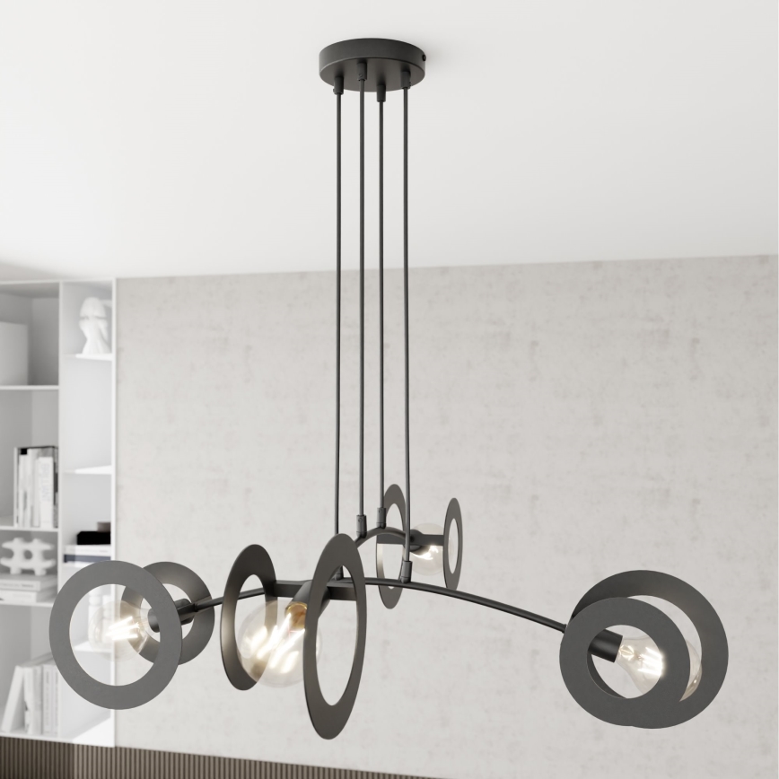 Chandelier on a string EUFORIA 4xE27/15W/230V black