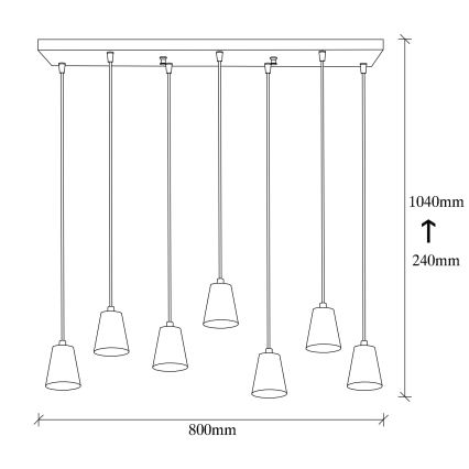 Chandelier on a string FES 7xE27/40W/230V